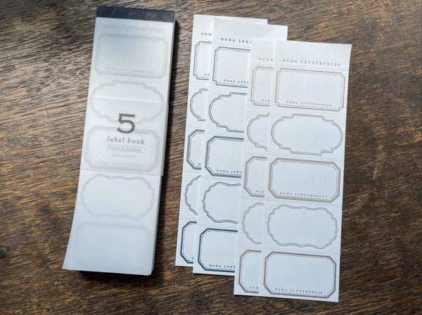 Oeda Letterpress 5-Frame Label Book - Bronze & Dark Blue