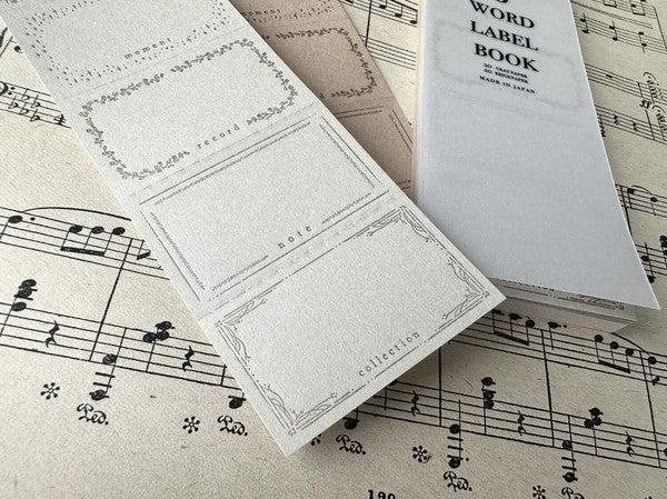Oeda Letterpress 5-Word Label Book - Gray & Beige