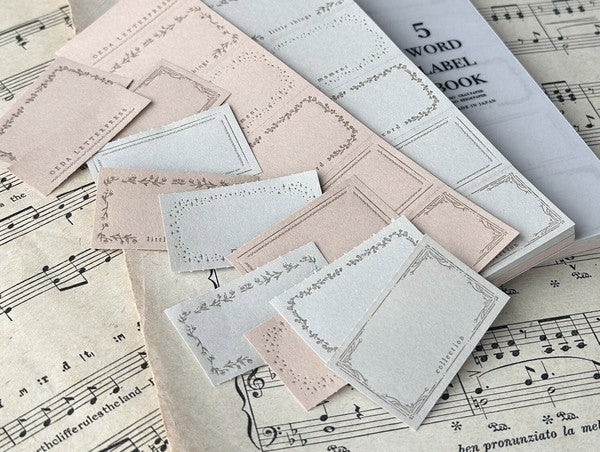 Oeda Letterpress 5-Word Label Book - Gray & Beige