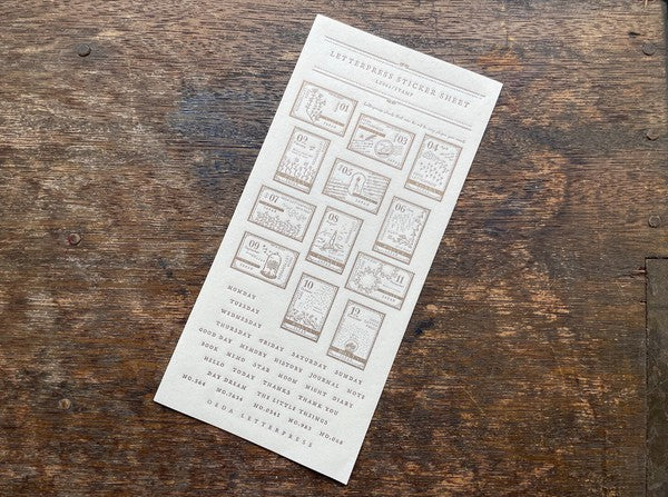 Oeda Letterpress Sticker Sheet - STAMP - Bronze