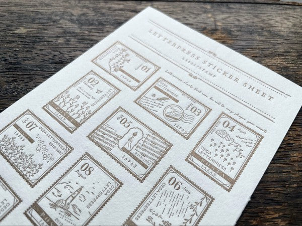 Oeda Letterpress Sticker Sheet - STAMP - Bronze