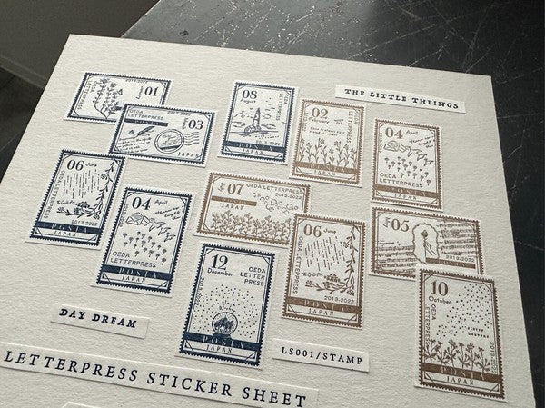 Oeda Letterpress Sticker Sheet - STAMP - Bronze