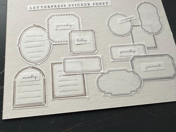 Oeda Letterpress Sticker Sheet - FRAME - Bronze