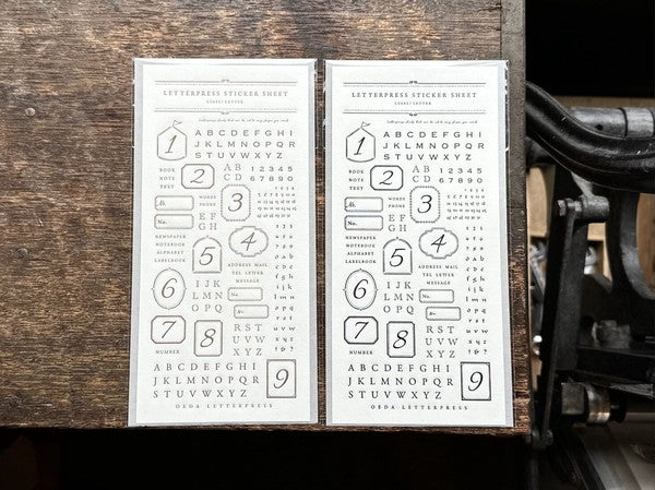 Oeda Letterpress Sticker Sheet - LETTER - Bronze