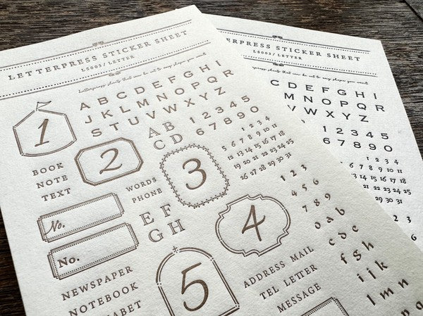 Oeda Letterpress Sticker Sheet - LETTER - Bronze