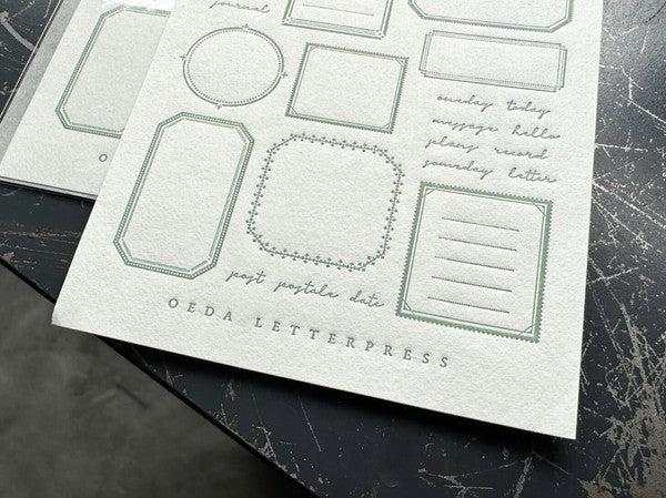 Oeda Letterpress Limited Edition Sticker Sheet - FRAME - Sage Green