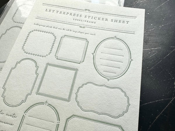 Oeda Letterpress Limited Edition Sticker Sheet - FRAME - Sage Green