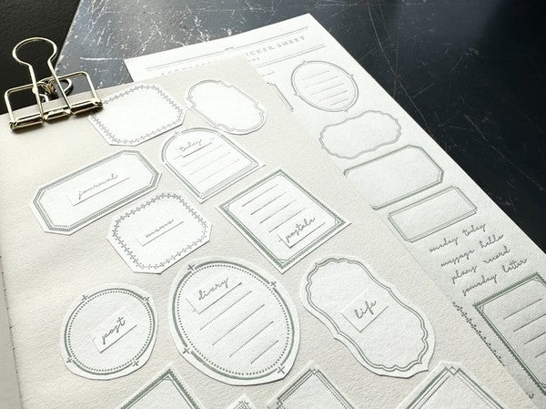 Oeda Letterpress Limited Edition Sticker Sheet - FRAME - Sage Green