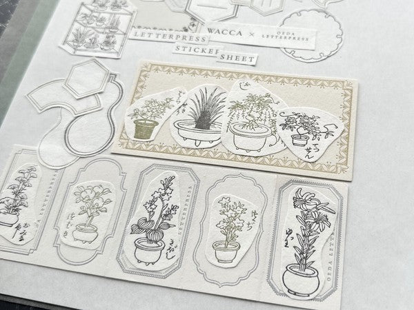 Oeda Letterpress Wacca Japan Collab Sticker Sheet - Black Ink Color