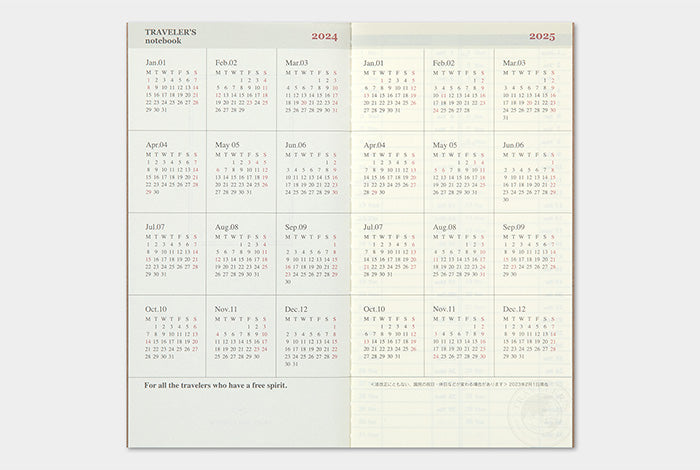 Traveler's Notebook Regular Size Refill 2024 Weekly + Memo