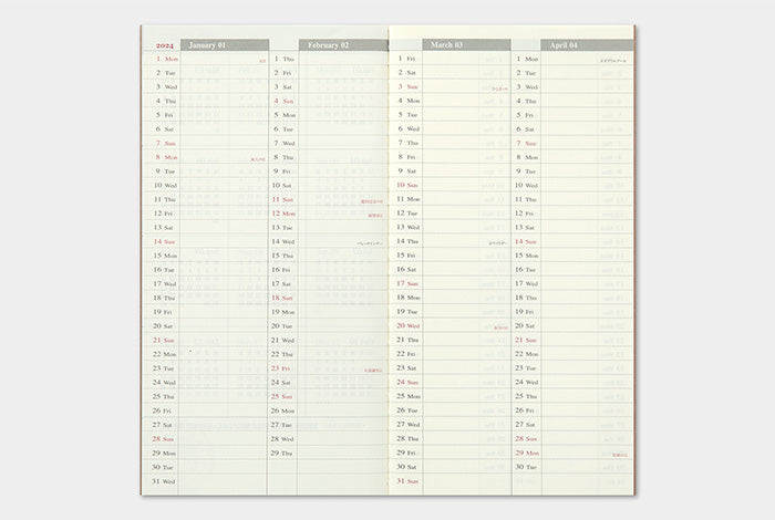 Traveler's Notebook Regular Size Refill 2024 Weekly + Memo