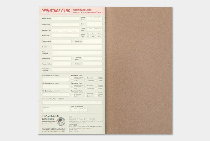 Traveler's Notebook Regular Size Refill 2024 Weekly + Memo