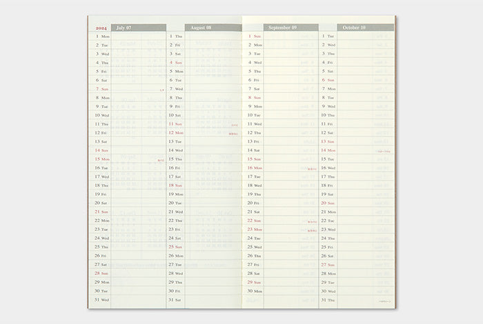 Traveler's Notebook Regular Size Refill 2024 Weekly + Memo