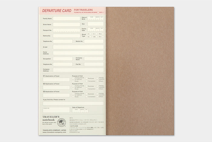 Traveler's Notebook Regular Size Refill 2024 Weekly + Memo