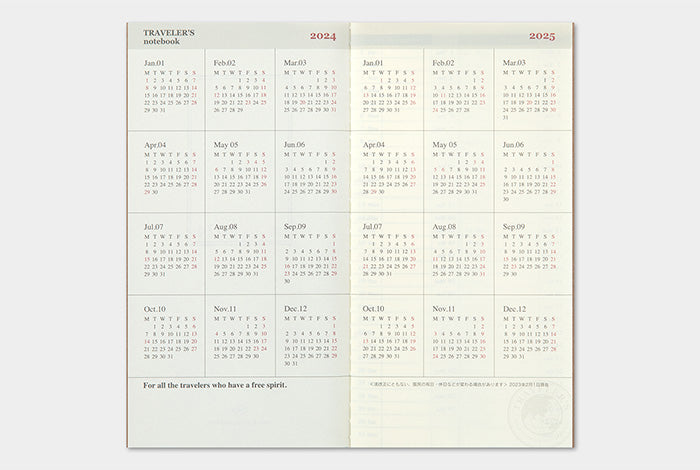 Traveler's Notebook Regular Size Refill 2024 Weekly Vertical