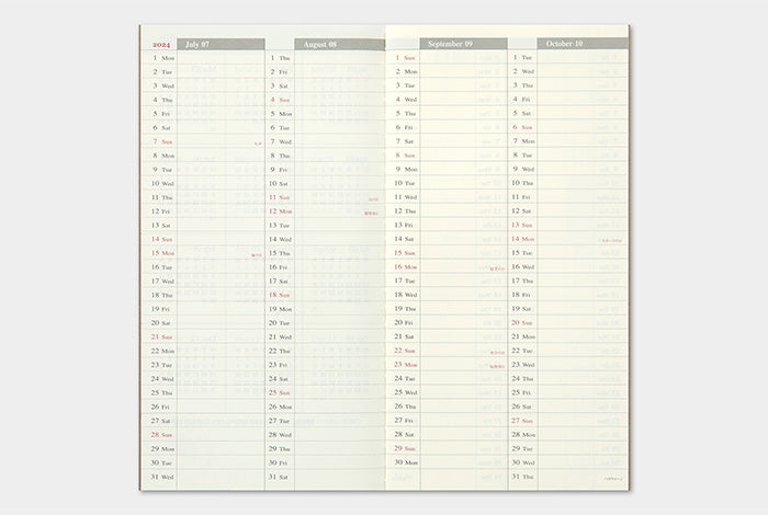 Traveler's Notebook Regular Size Refill 2024 Weekly Vertical
