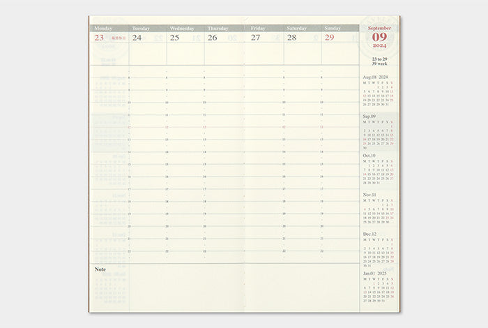 Traveler's Notebook Regular Size Refill 2024 Weekly Vertical