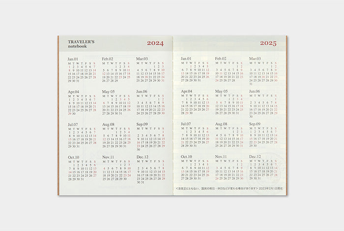 Traveler's Notebook Passport Size Refill 2024 Monthly
