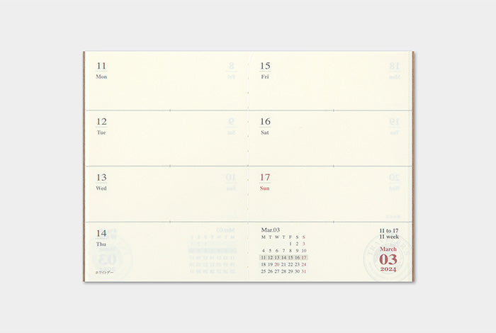 Traveler's Notebook Passport Size Refill 2024 Weekly