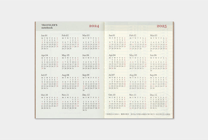 Traveler's Notebook Passport Size Refill 2024 Weekly