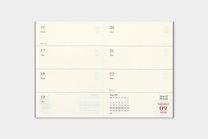 Traveler's Notebook Passport Size Refill 2024 Weekly