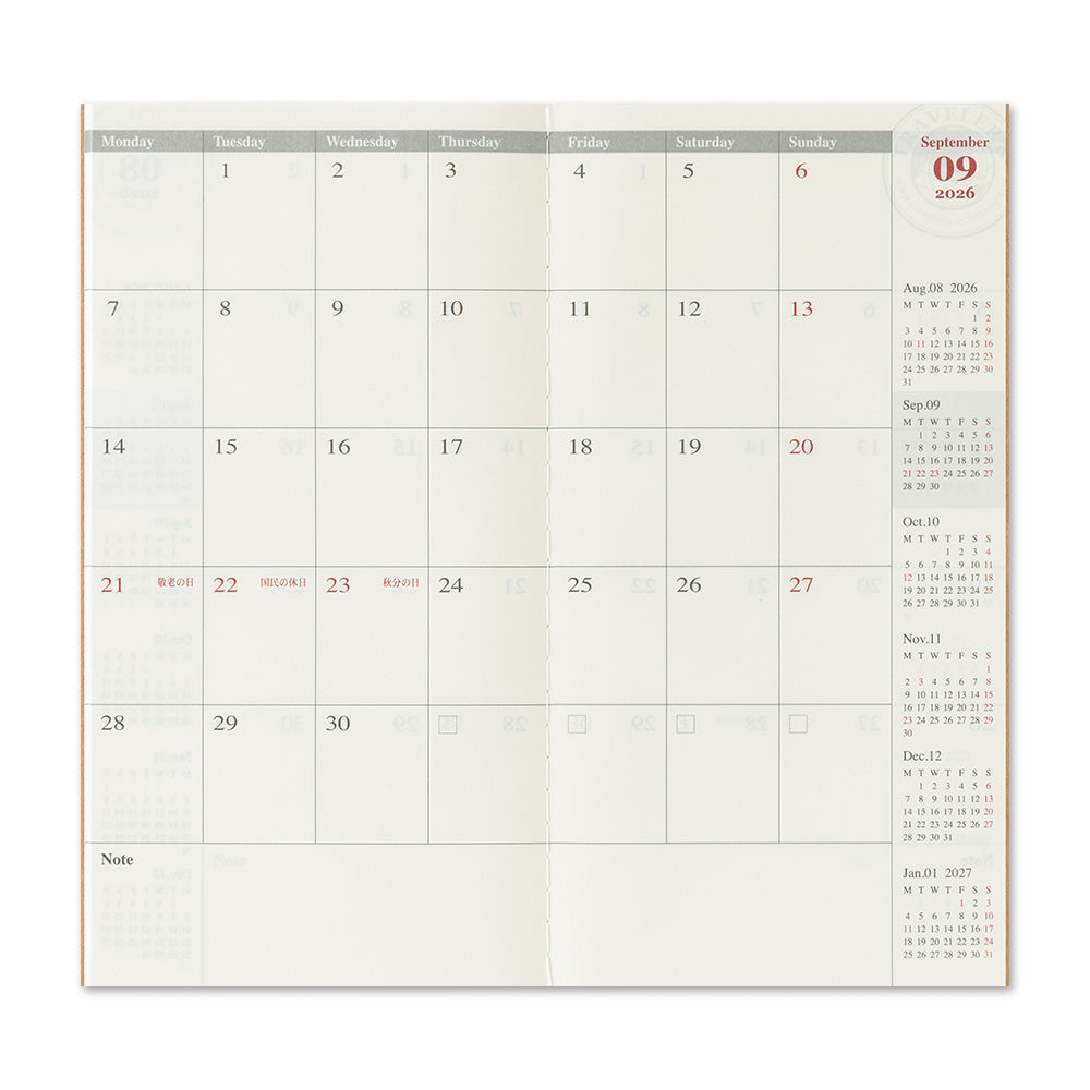 (PRE-ORDER) Traveler's Notebook 2026 Monthly - Regular Size