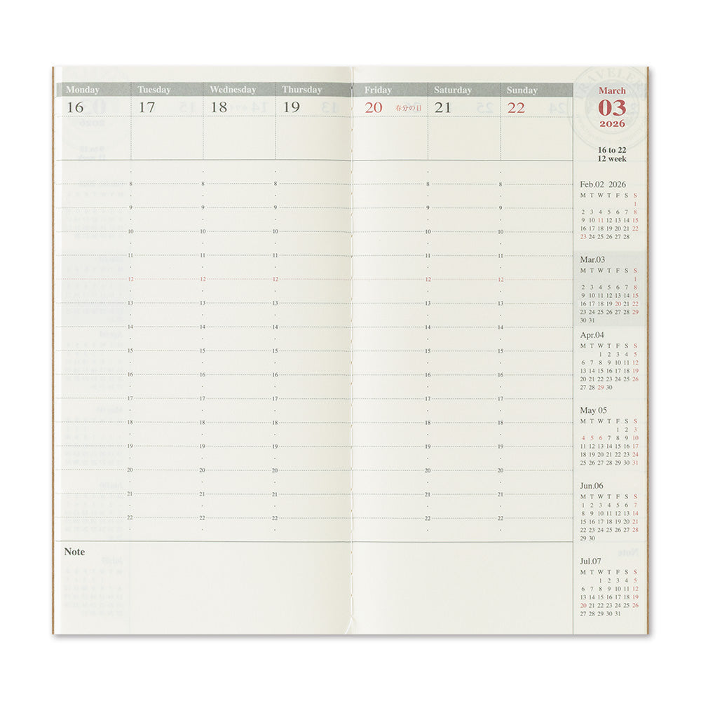 (PRE-ORDER) Traveler's Notebook 2026 Weekly Vertical - Regular Size