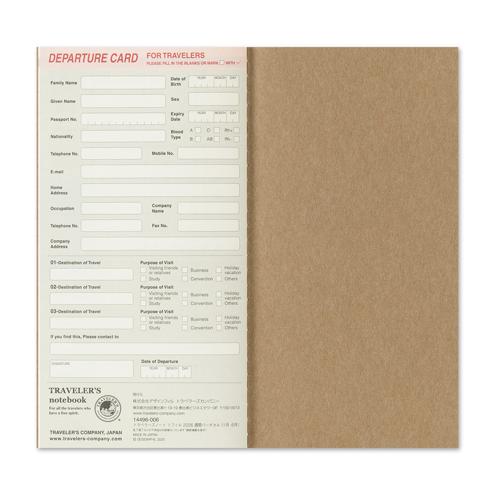 (PRE-ORDER) Traveler's Notebook 2026 Weekly Vertical - Regular Size