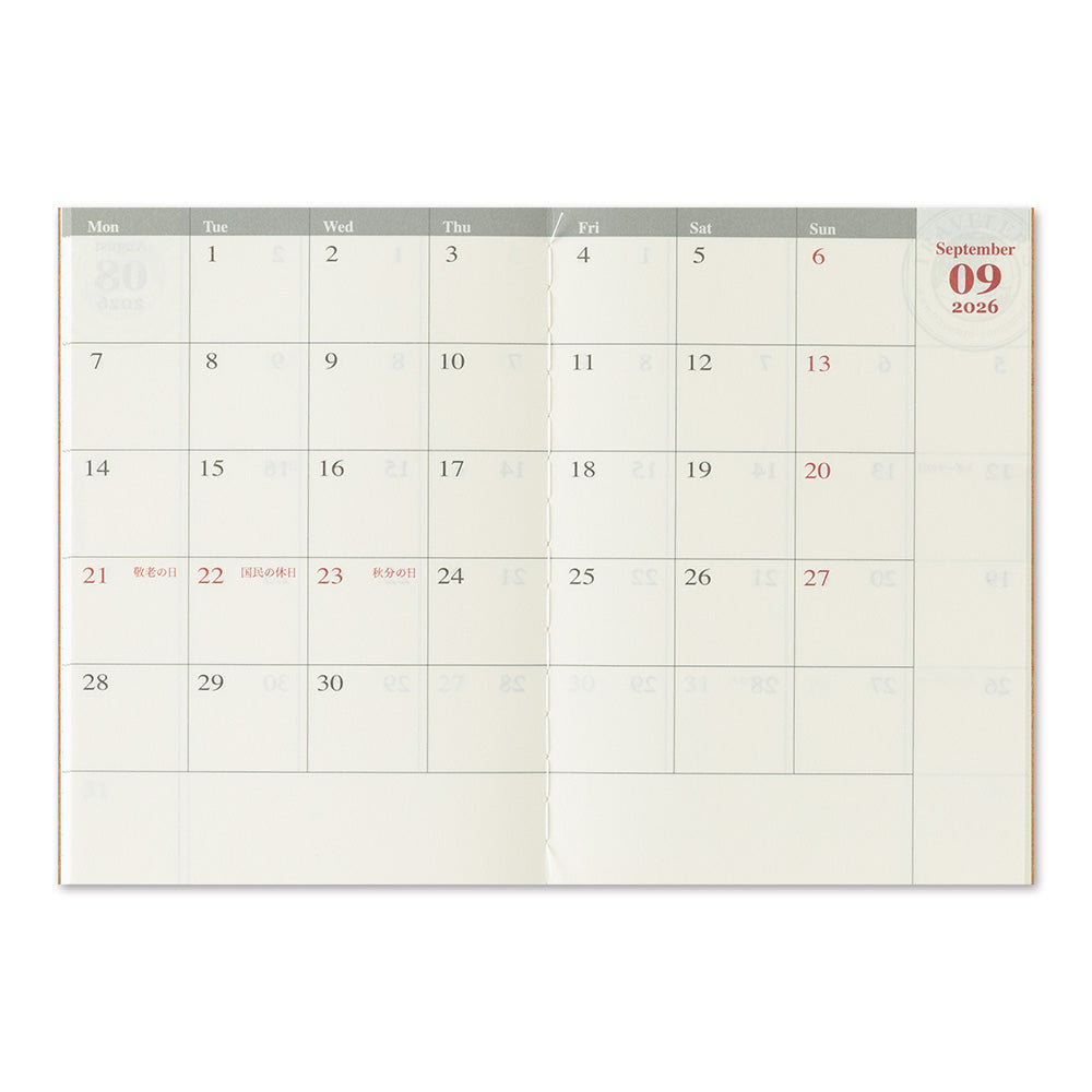 (PRE-ORDER) Traveler's Notebook 2026 Monthly - Passport Size