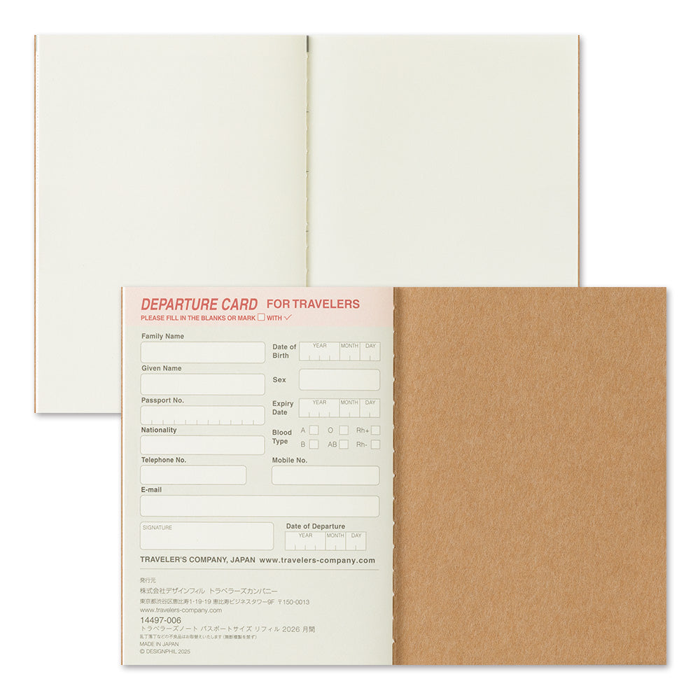 (PRE-ORDER) Traveler's Notebook 2026 Monthly - Passport Size