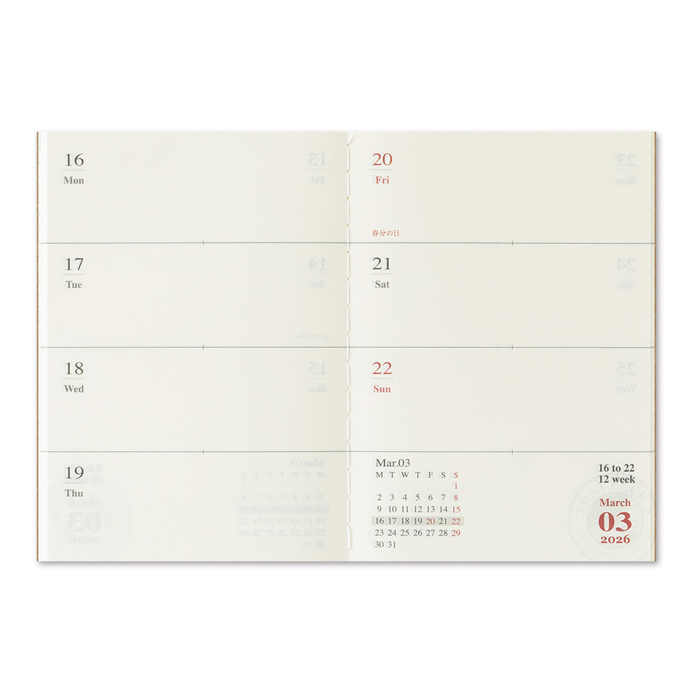 (PRE-ORDER) Traveler's Notebook 2026 Weekly - Passport Size