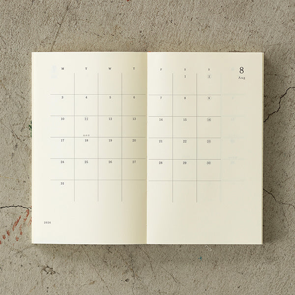 (PRE-ORDER) Midori MD Notebook Diary 2026 - B6 Slim