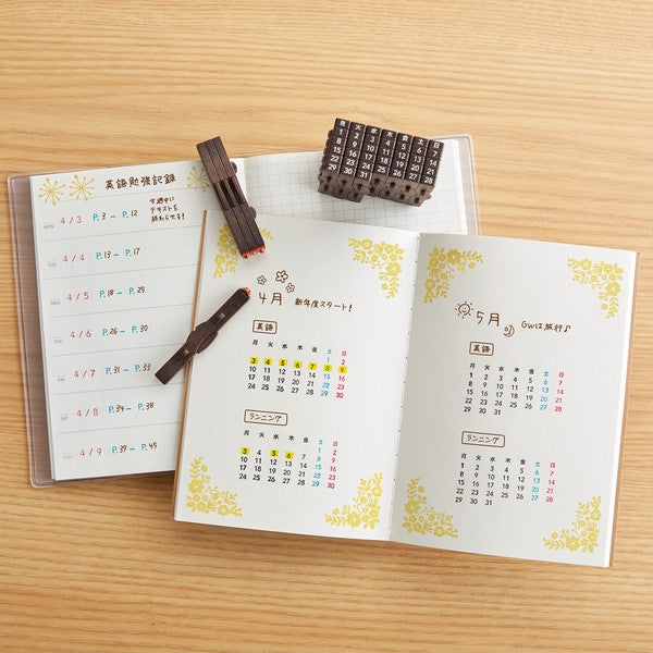 Shachihata Shachi-iro Perpetual Calendar Stamp (English Version)