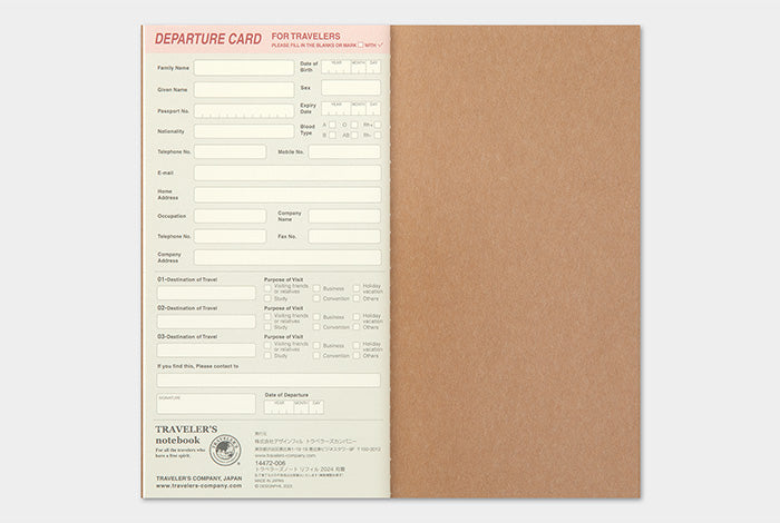Traveler's Notebook Regular Size Refill 2024 Monthly