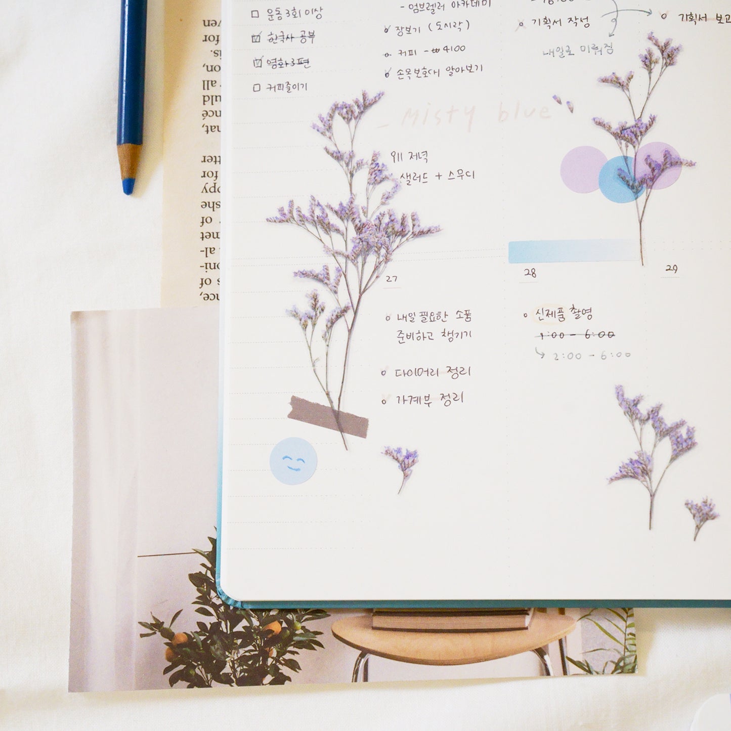 Appree Pressed Flower Sticker - Misty Blue