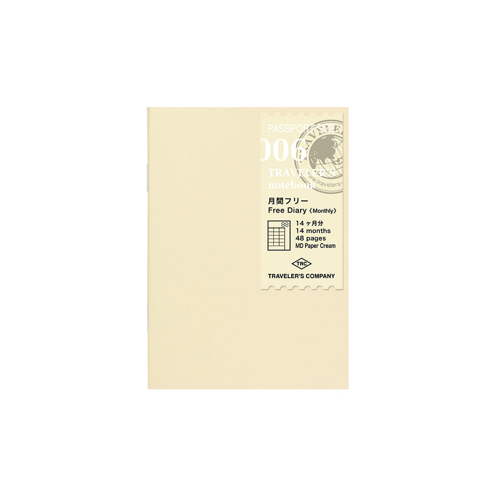 Passport Traveler's Notebook Refill - 006 Free Diary <Monthly>