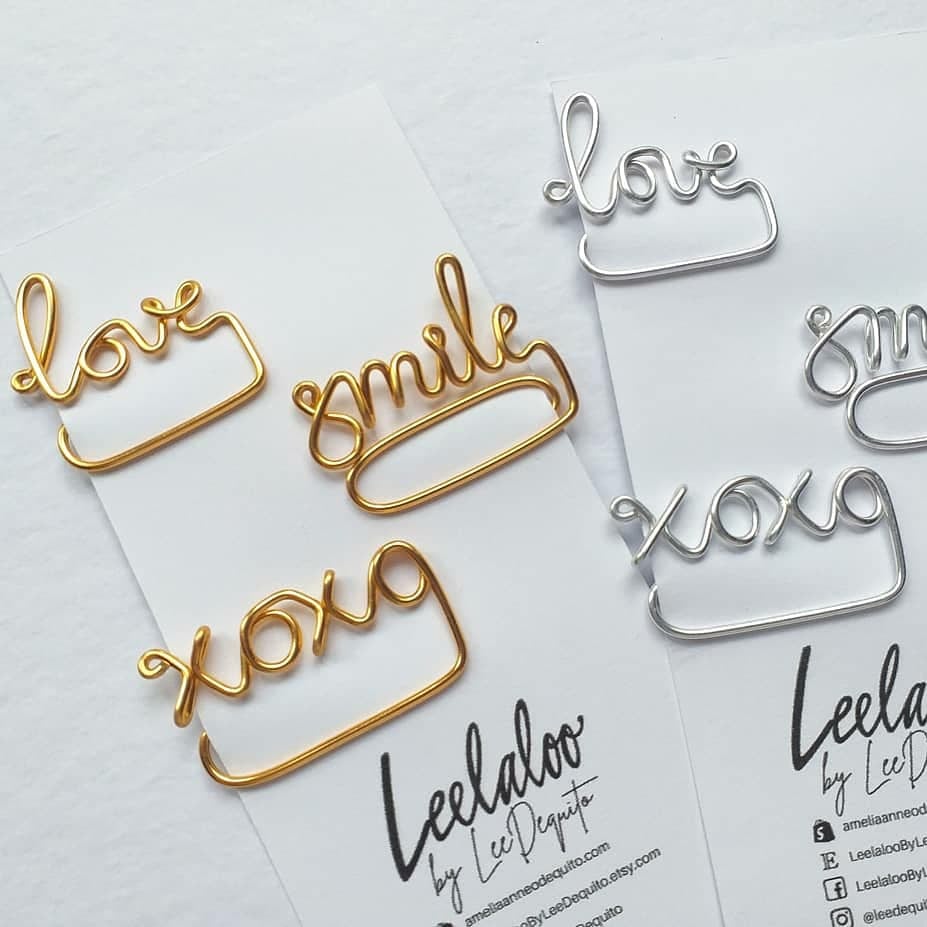 Leelaloo Words Wire Art Bookmarks Set - Gold