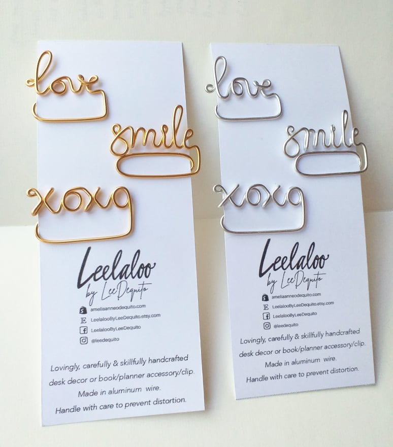 Leelaloo Words Wire Art Bookmarks Set - Gold