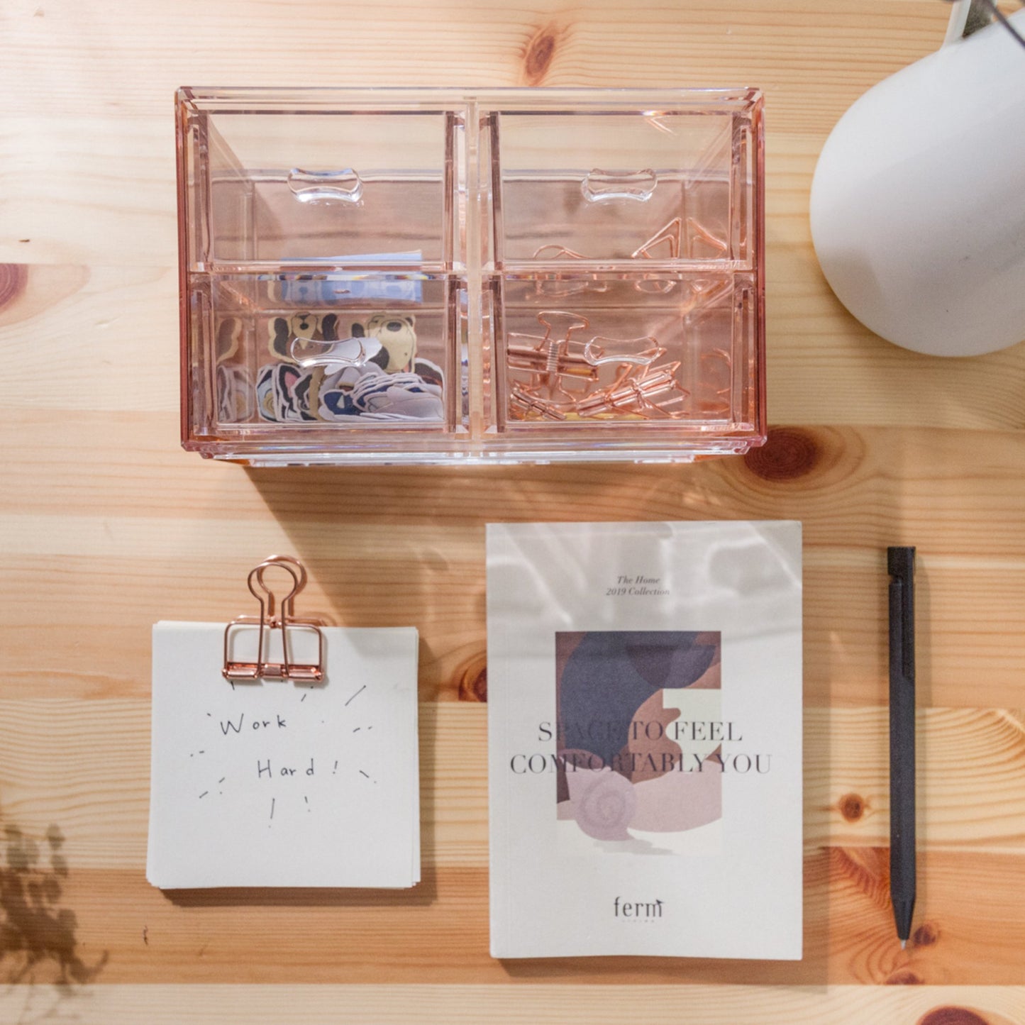 Moosy Life Acrylic 4-Drawer Rose Gold Desktop Organizer