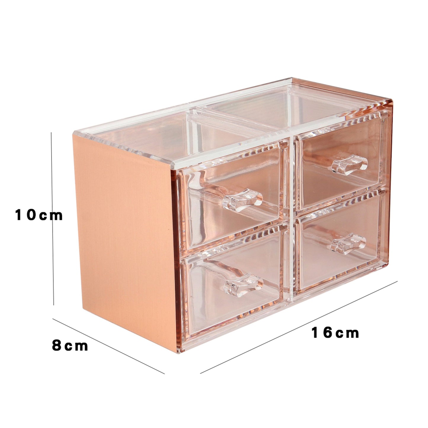 Moosy Life Acrylic 4-Drawer Rose Gold Desktop Organizer