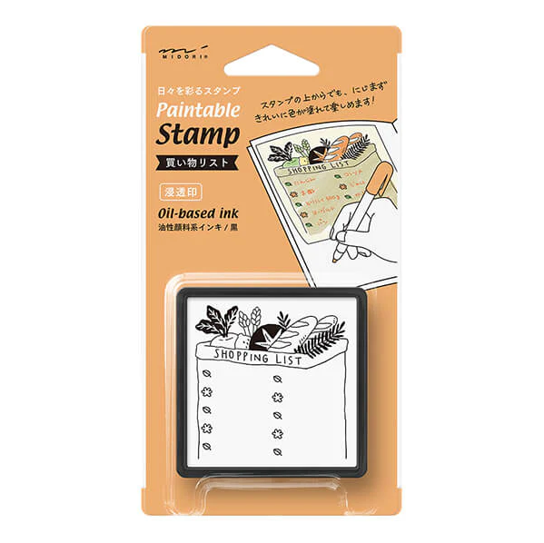 Midori Paintable Stamp Pre-inked - Shopping List