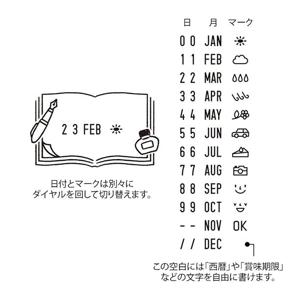 Midori Paintable Rotating DATE Stamp - Stationery