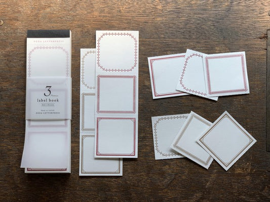 Oeda Letterpress 3-Pattern Label Book - Red & Bronze  (COMING SOON)