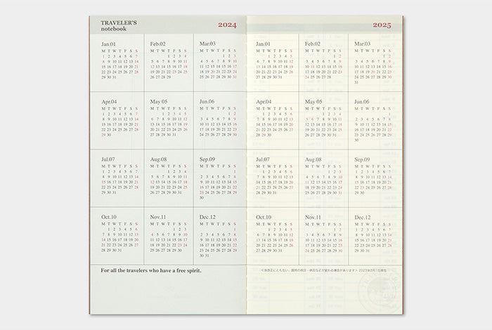 Traveler's Notebook Regular Size Refill 2024 Weekly + Memo