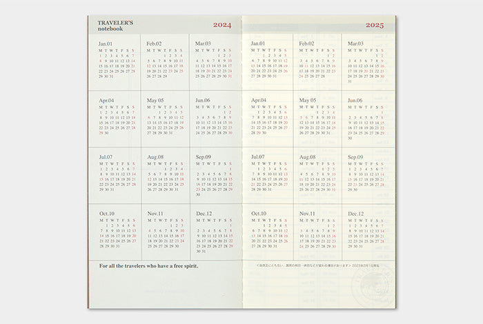Traveler's Notebook Regular Size Refill 2024 Weekly Vertical