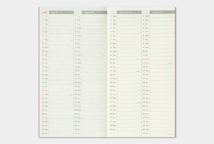 Traveler's Notebook Regular Size Refill 2025 Weekly + Memo