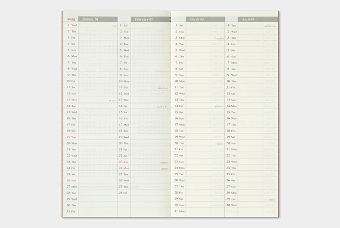 Traveler's Notebook Regular Size Refill 2025 Weekly Vertical