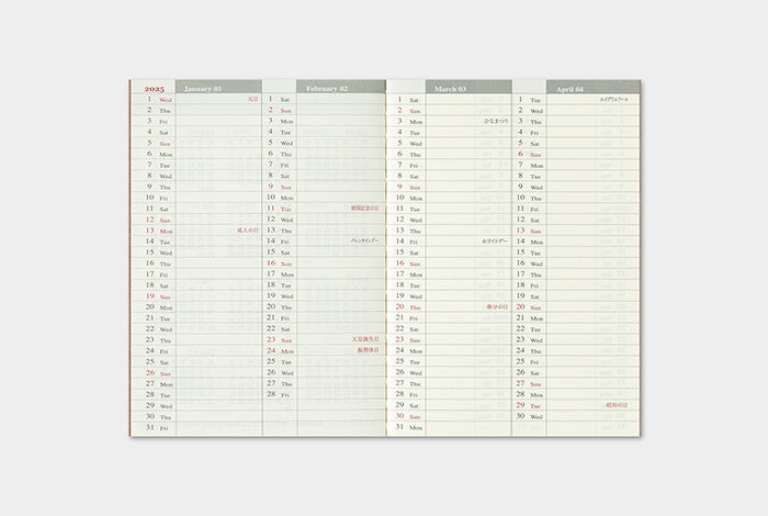 Traveler's Notebook Passport Size Refill 2025 Weekly