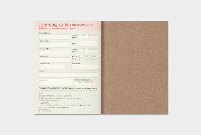 Traveler's Notebook Passport Size Refill 2025 Weekly