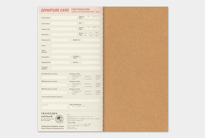 PRE-ORDER Traveler's Notebook Refill 2027 Monthly (Regular size)